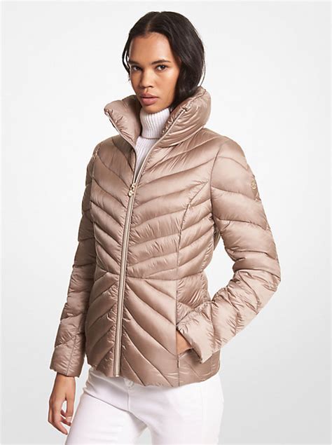 michael michael kors packable nylon puffer jacket|Michael Kors puffer jacket ladies.